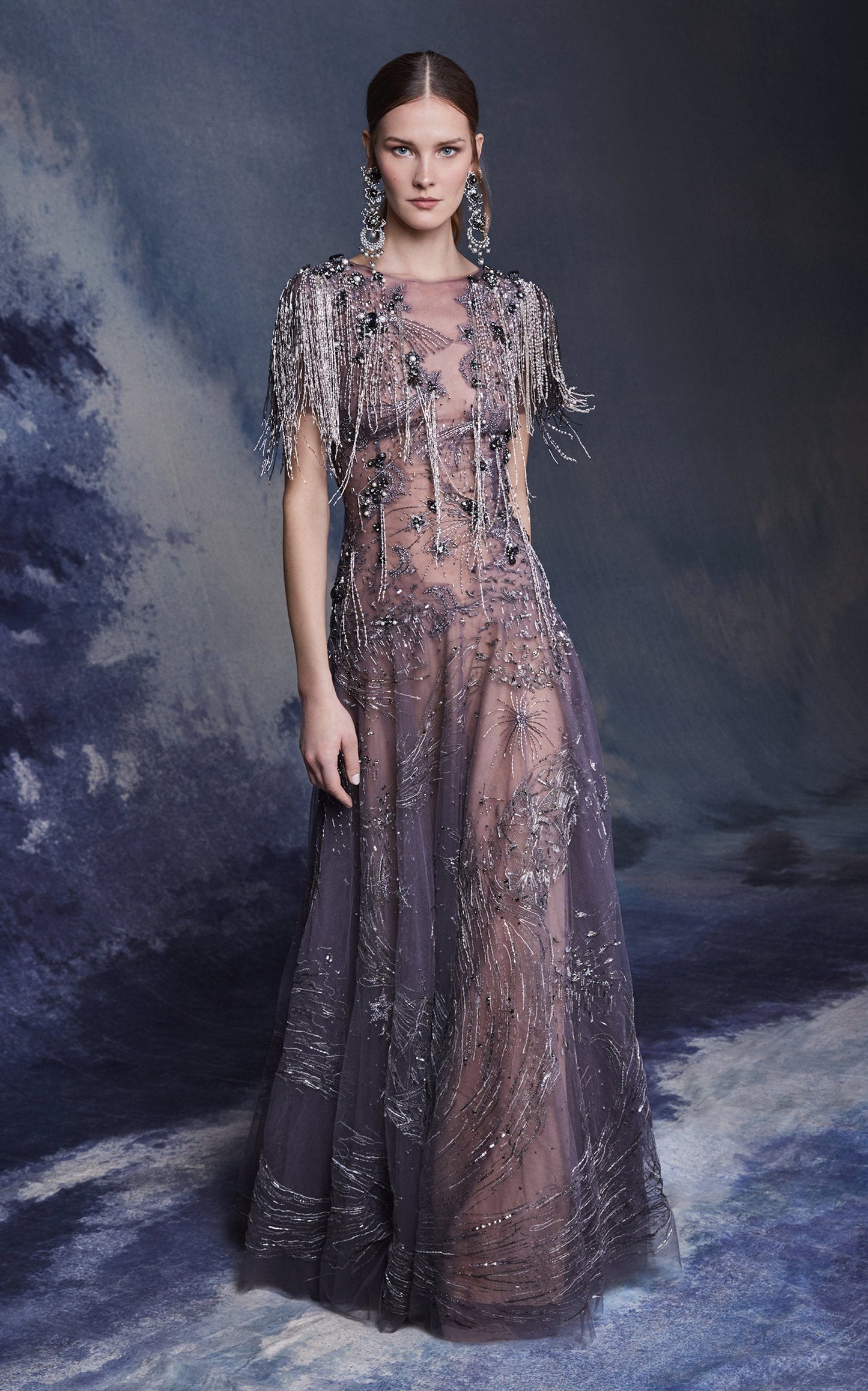 Illusion Neckline Tulle Gown