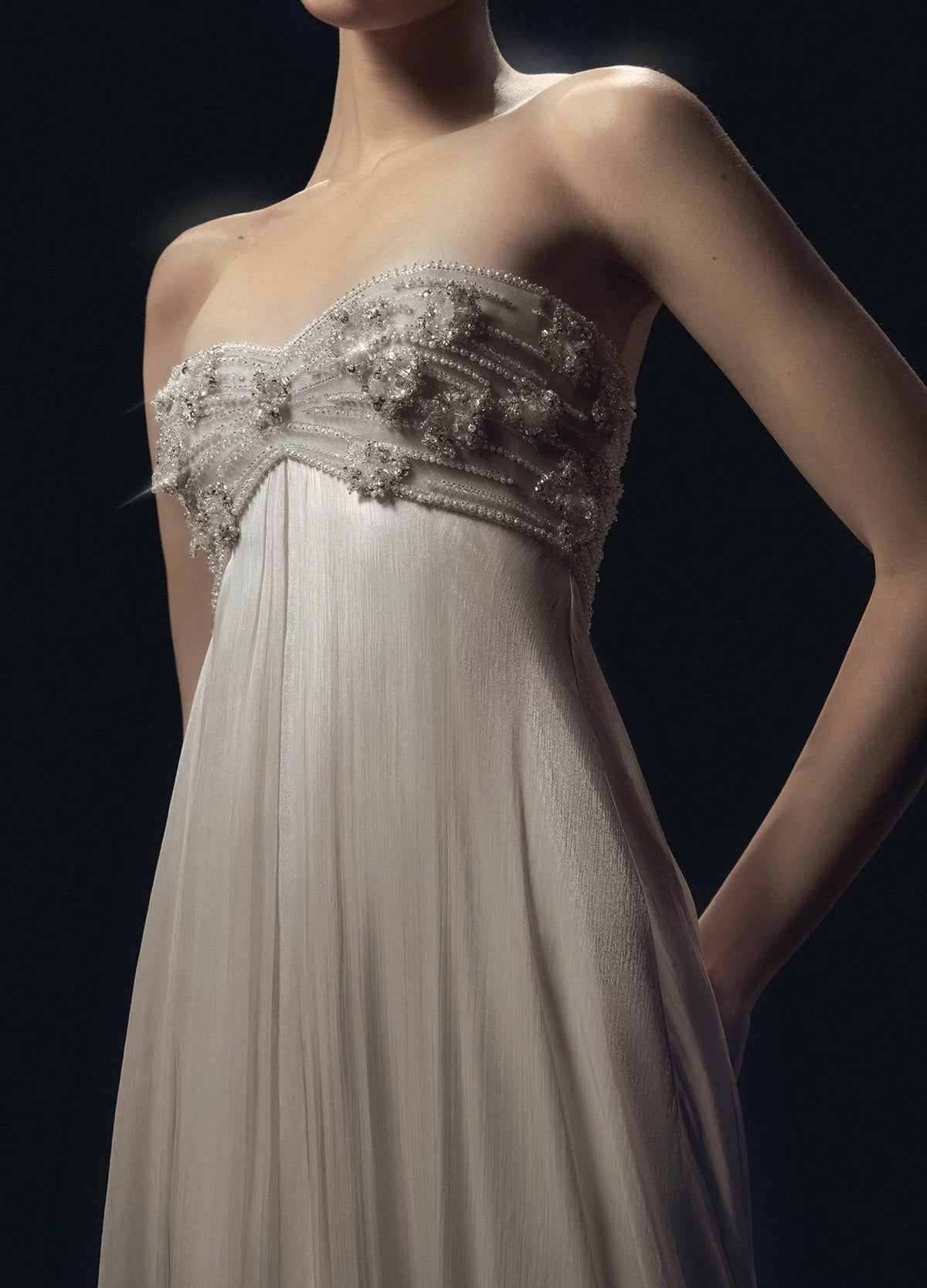 Strapless Pleated Gown