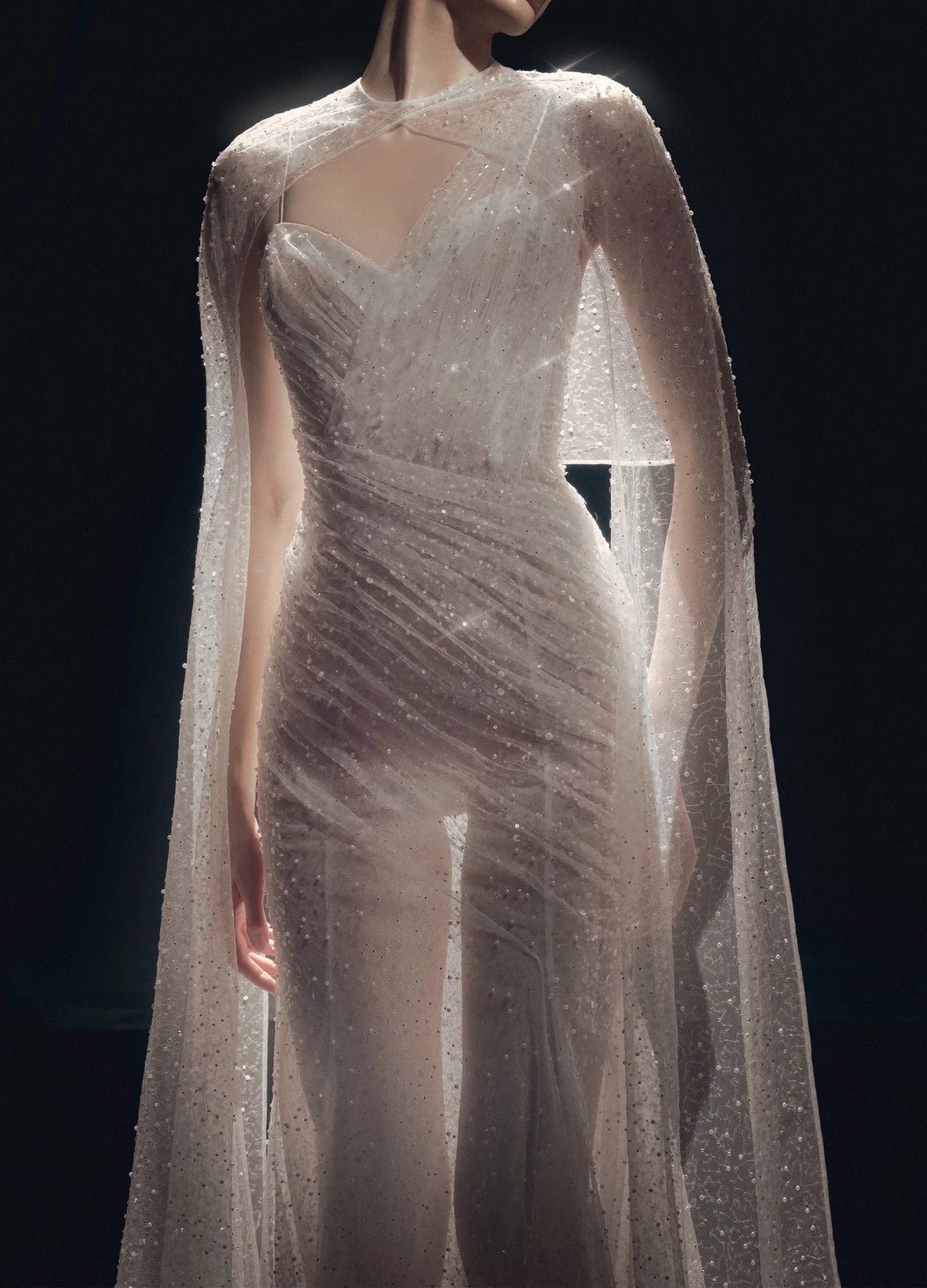 Draping Long Sleeve Gown