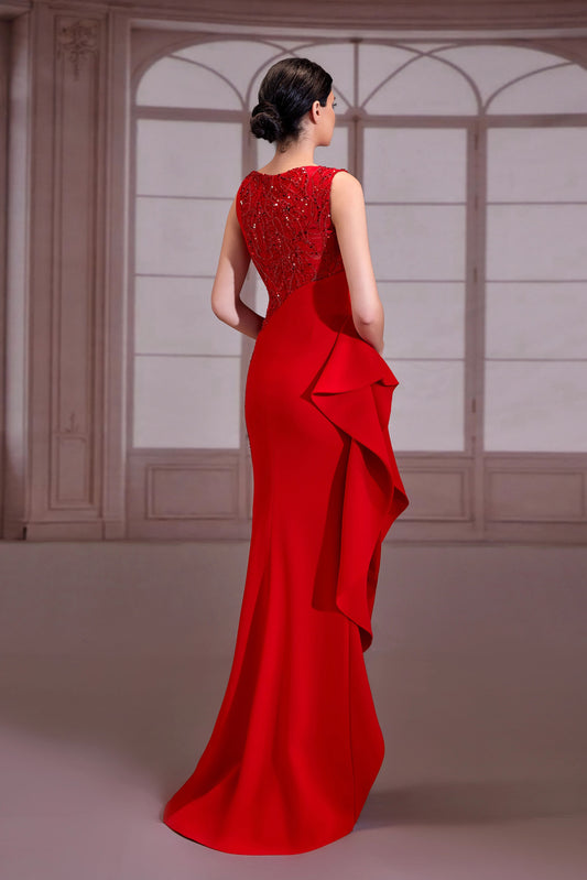Red Asymmetrical Crepe Dress