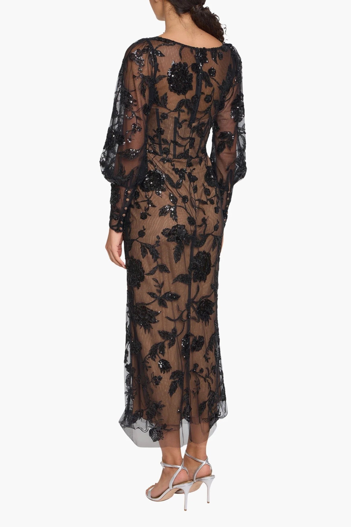 Long Sleeve Corset Embellished Dress