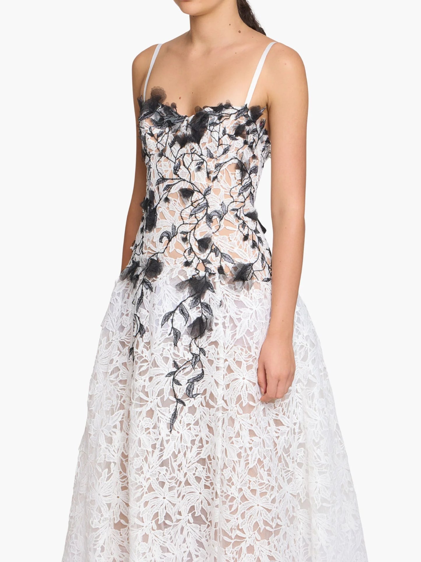 Lace Guipure A-line Midi Dress