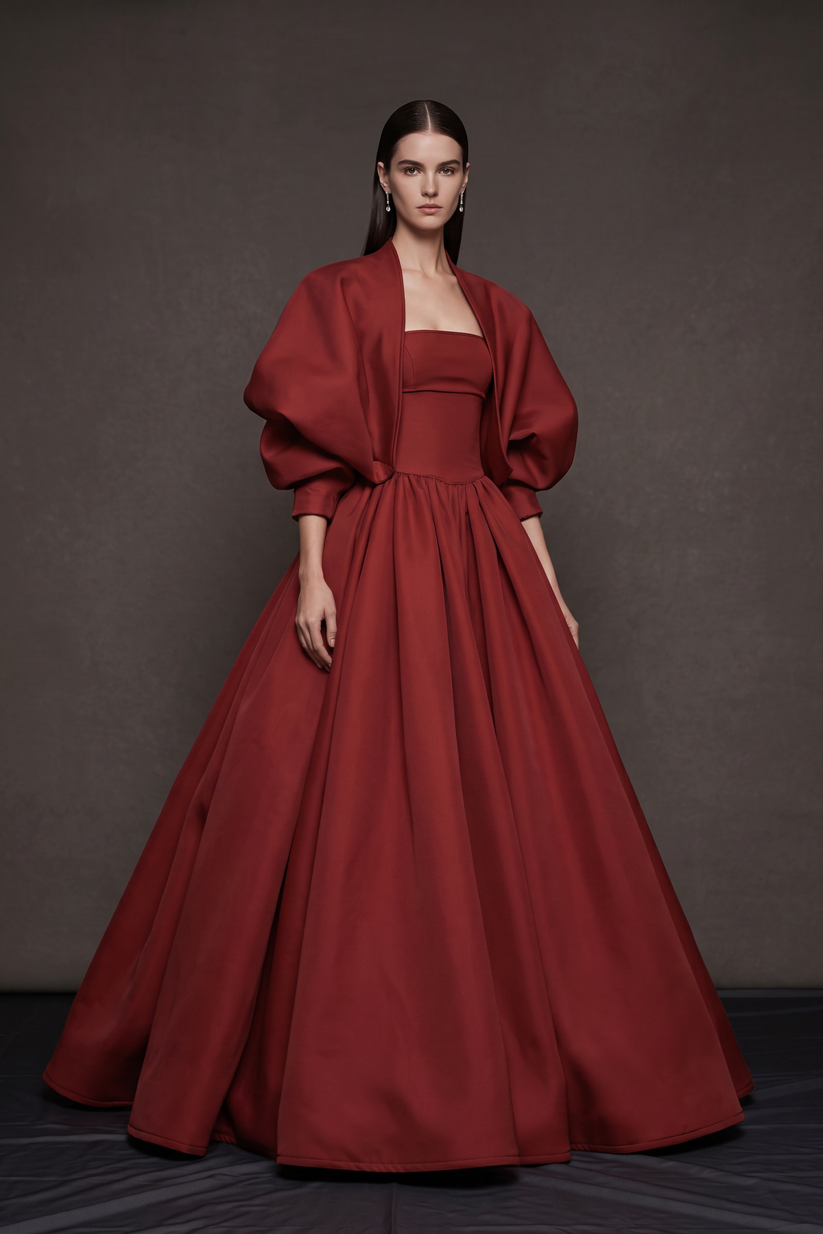 Three-Quarter Sleeve Ball Gown