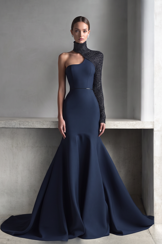 Turtleneck Single Sleeve Gown