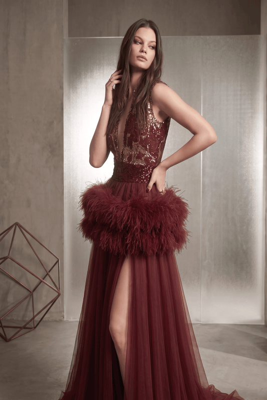 Sleeveless V-Neck Gown