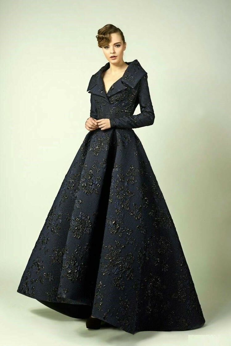 Long Sleeve Jacquard Ball Gown