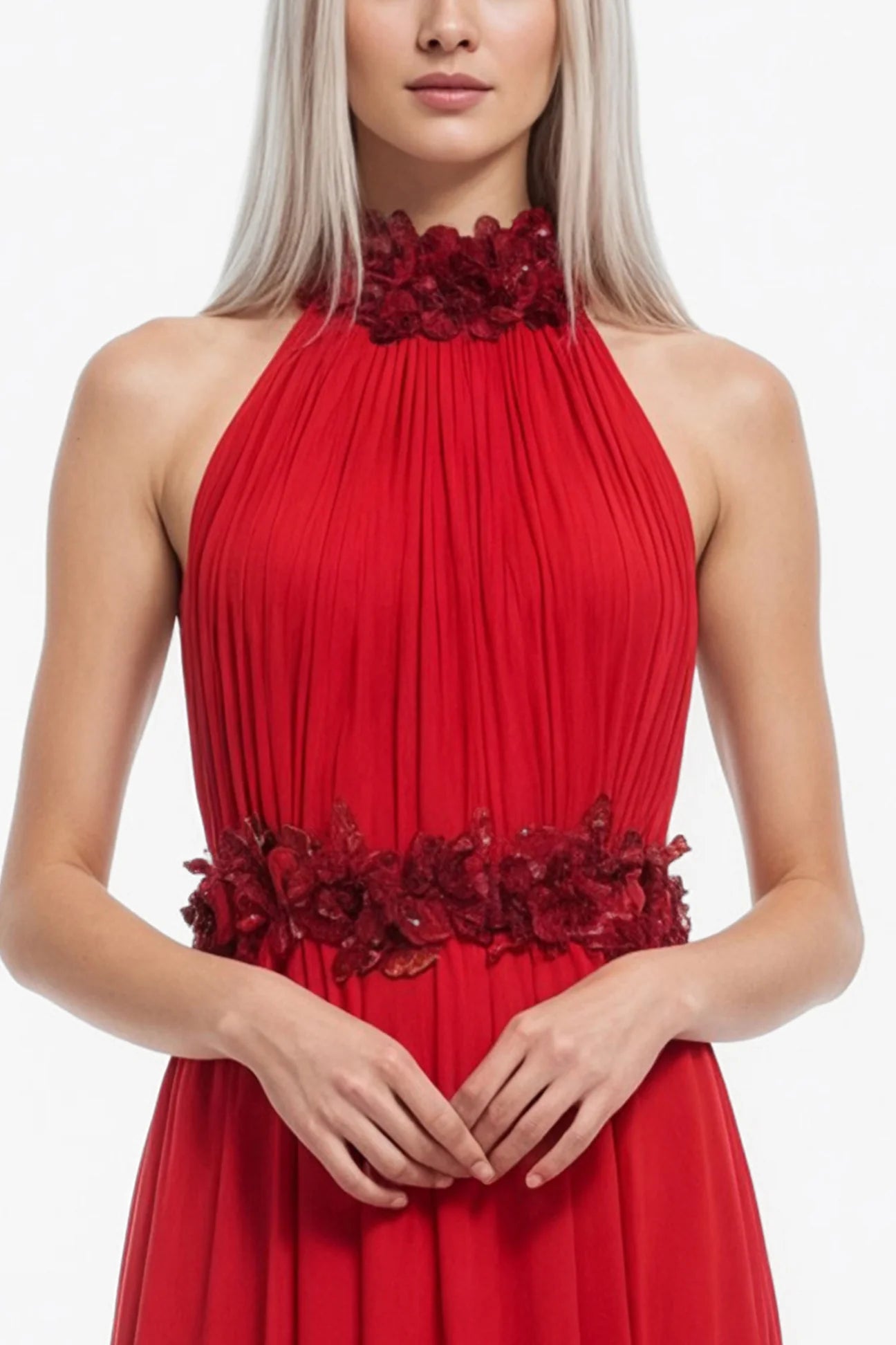 Sleeveless Floral Draped Dress