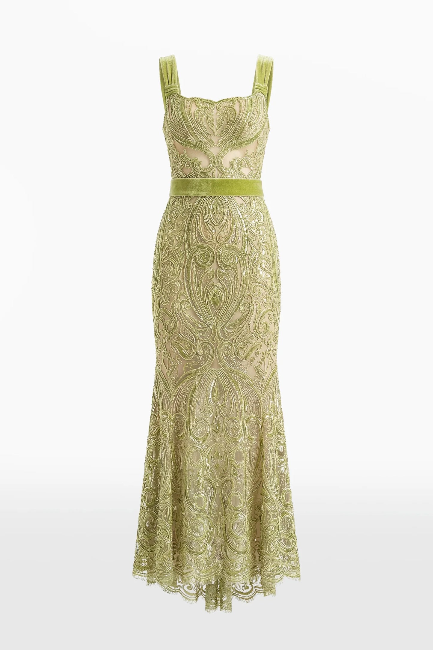 Sequined Thread Midi Lace Dress