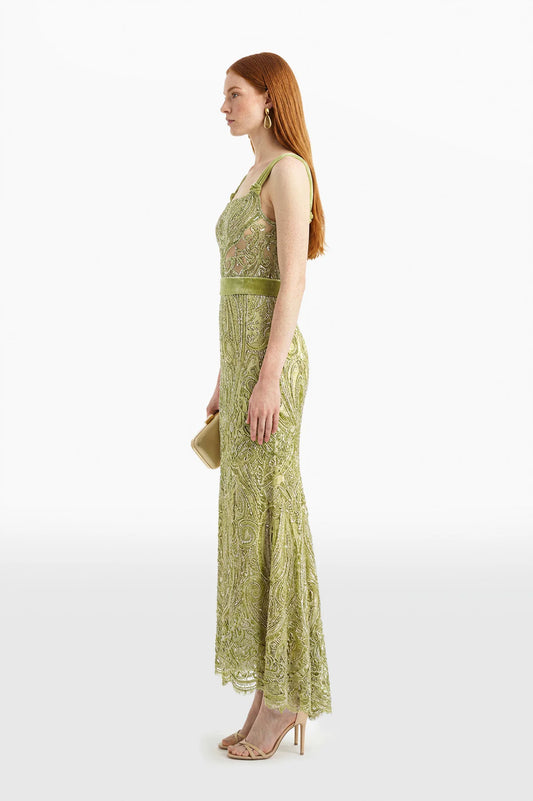 Sequined Thread Midi Lace Dress