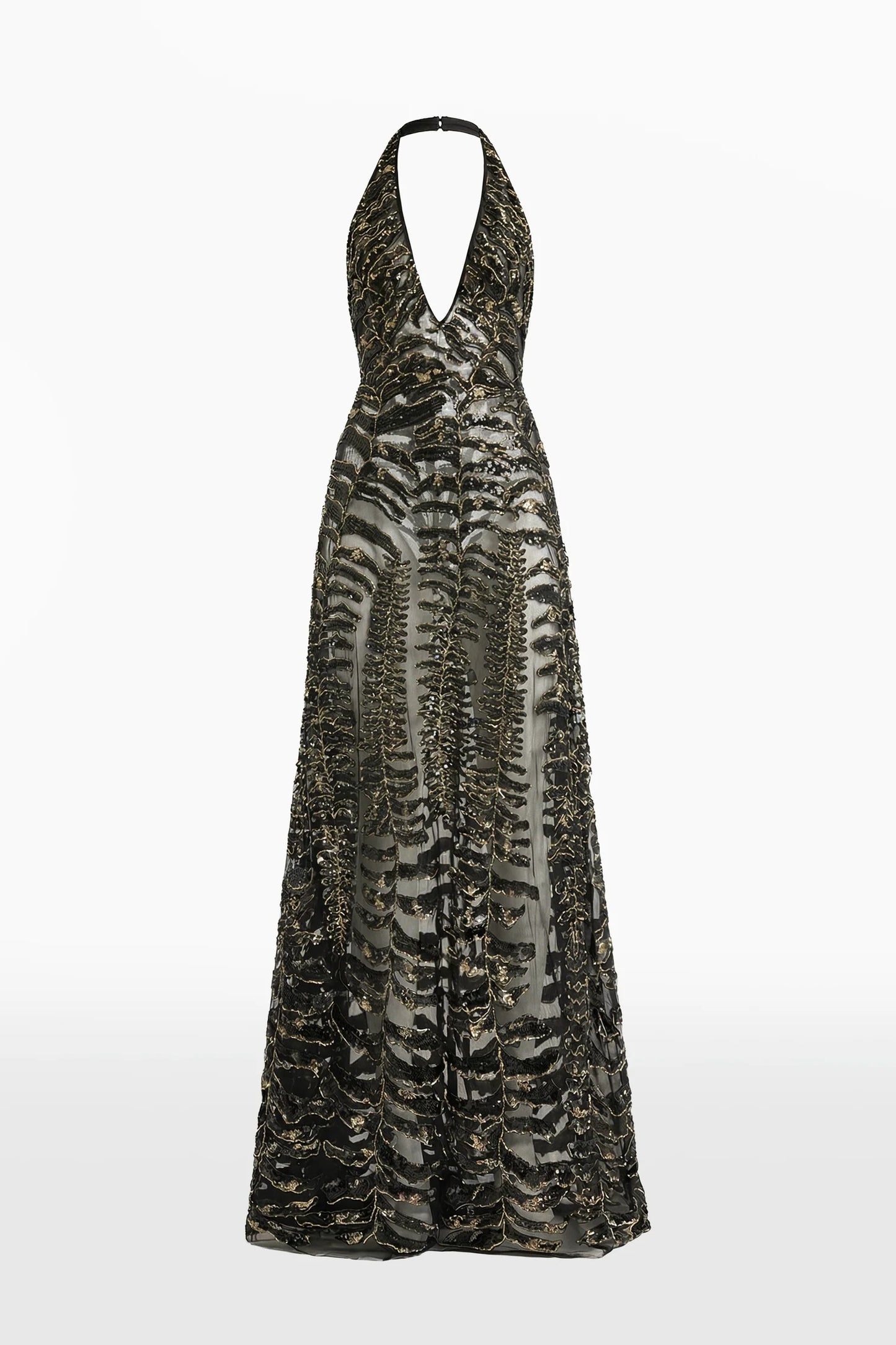 Halter Embroidered Tulle Dress