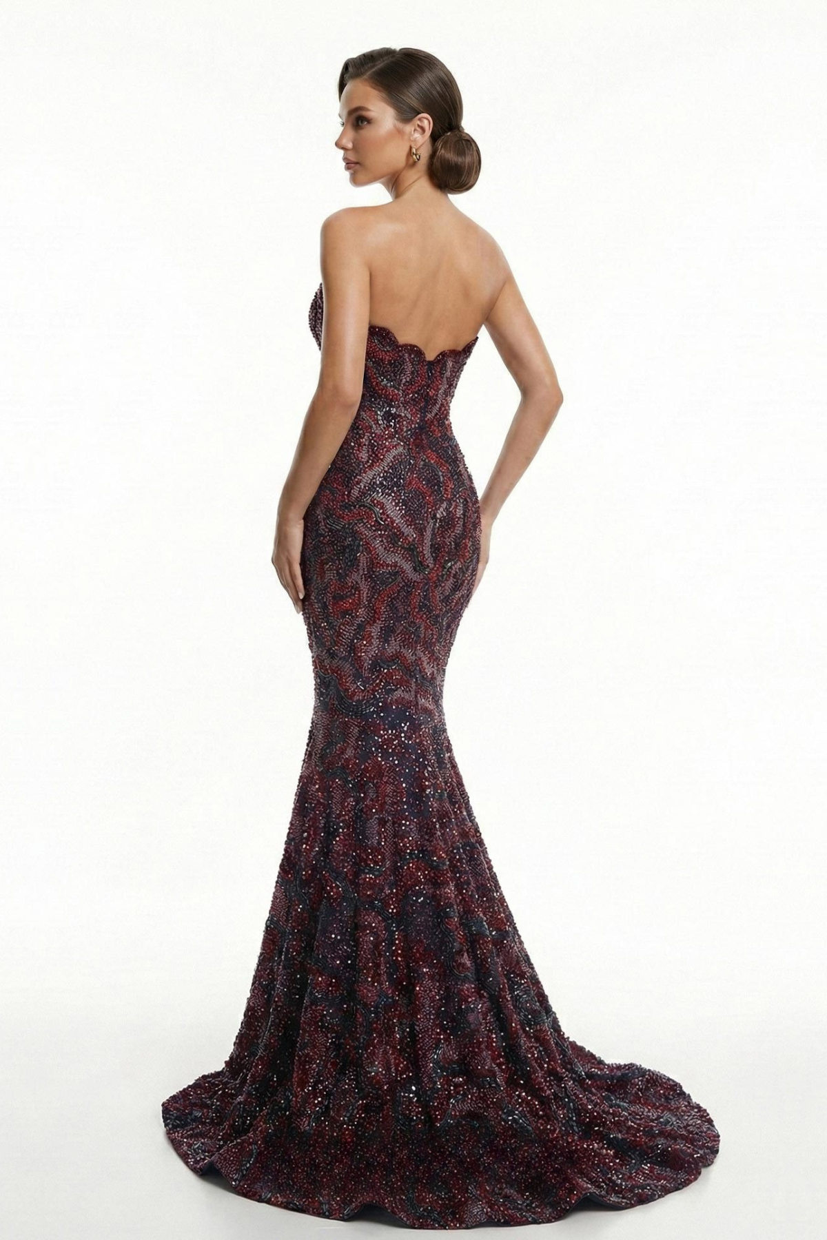 Fully Beaded Wavy Sweetheart Mermaid Gown