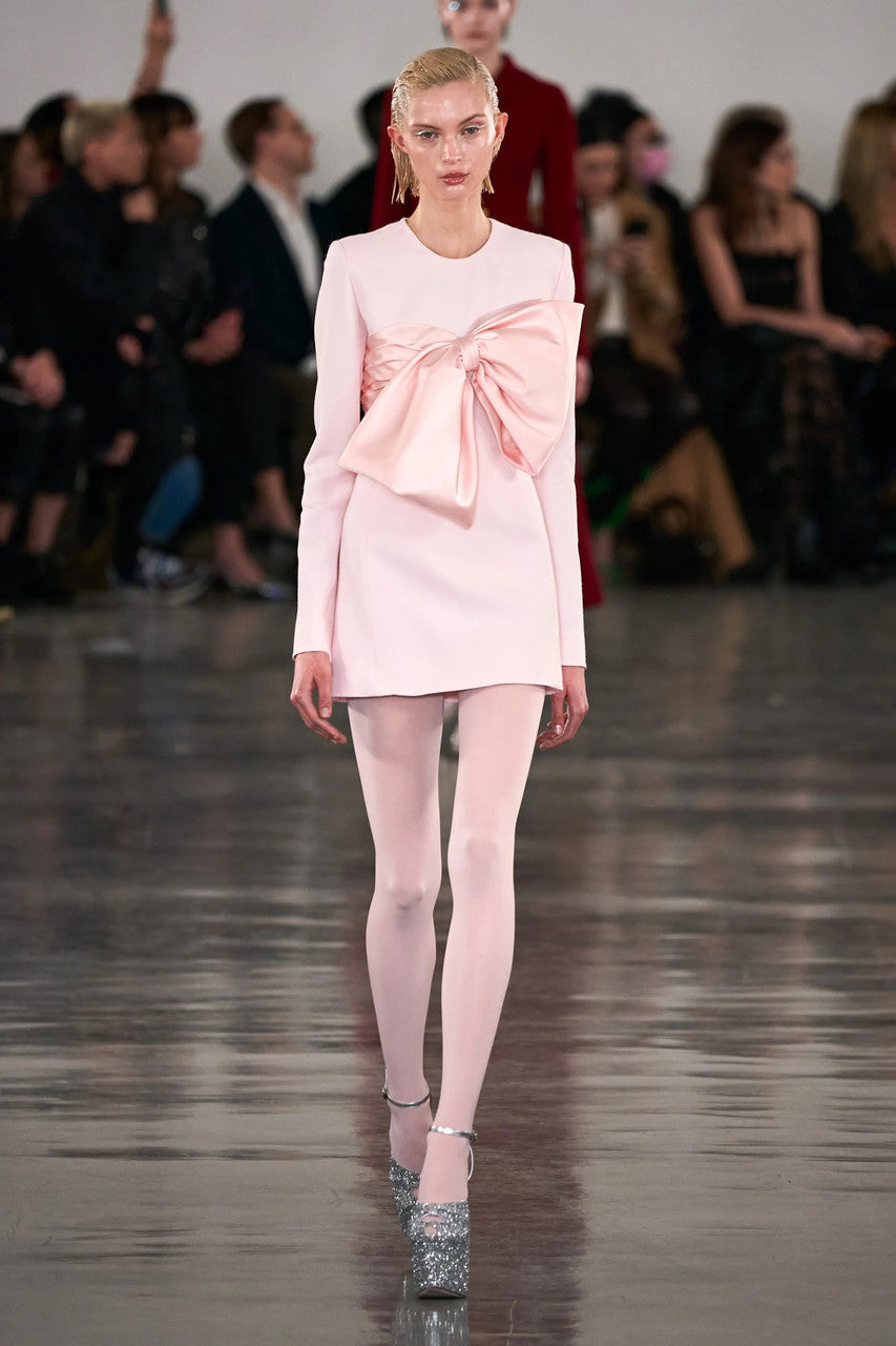 Short Long Sleeve Bow Dress