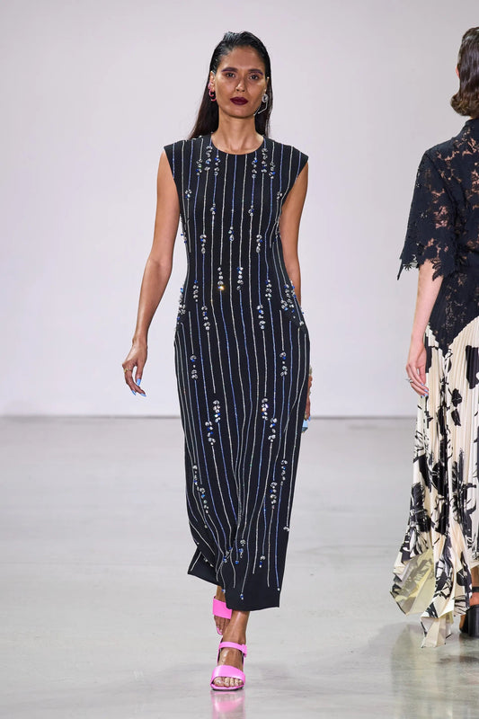 Ponte Crystal Embroidered Dress