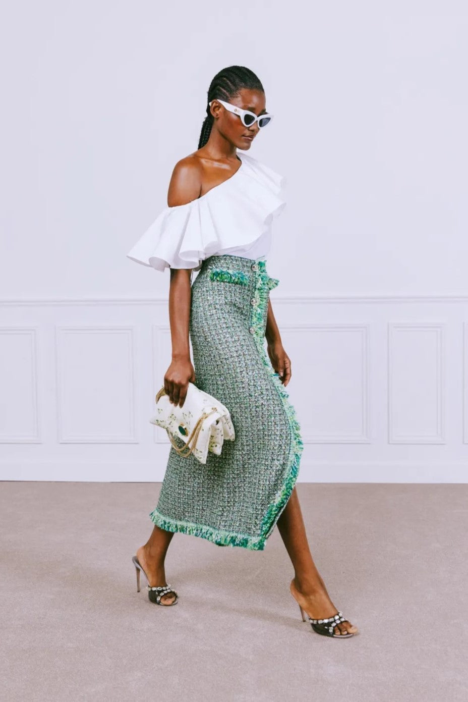 Boucle Skirt and Blouse