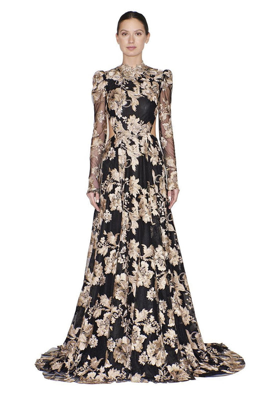 Long Sleeve Open Back Gown