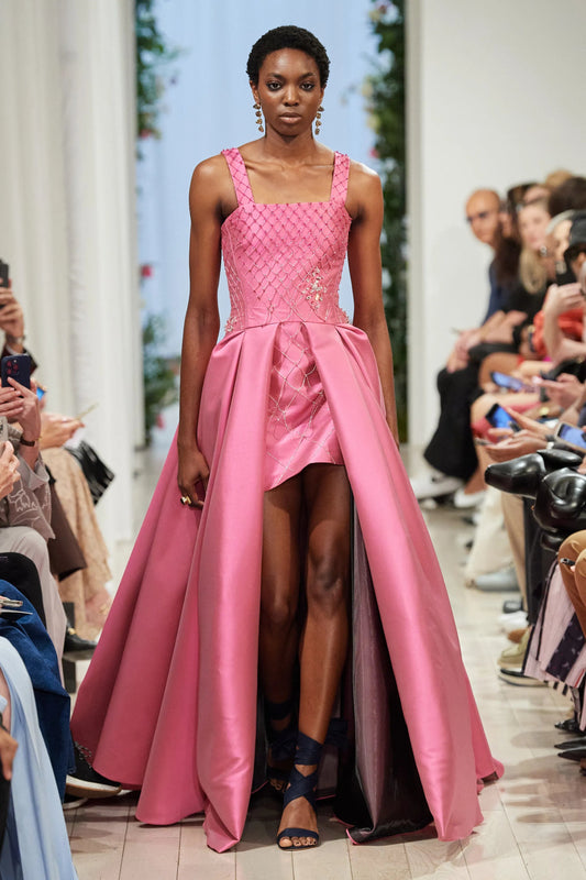 High Low Crystal Lattice Gown