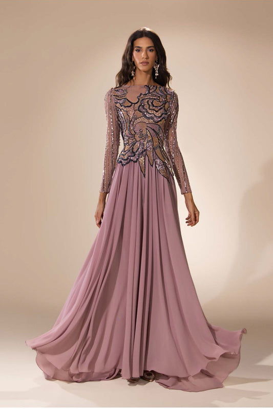 Long Sleeve Floral Gown