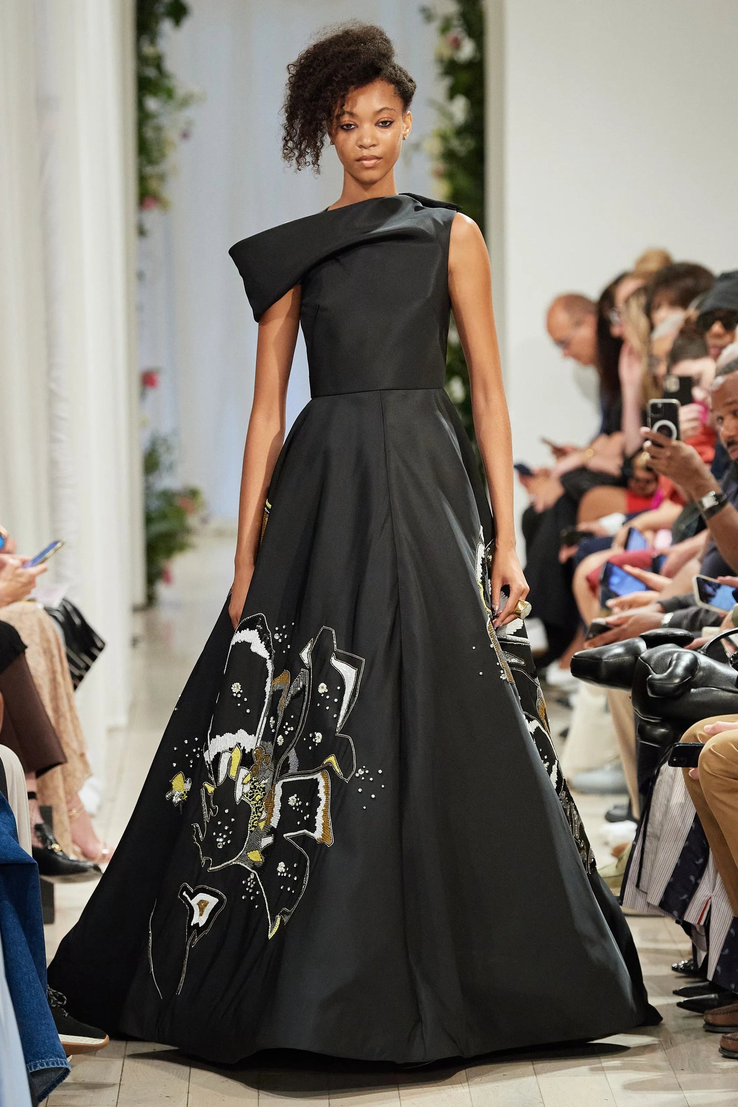 Faille Off Shoulder Gown