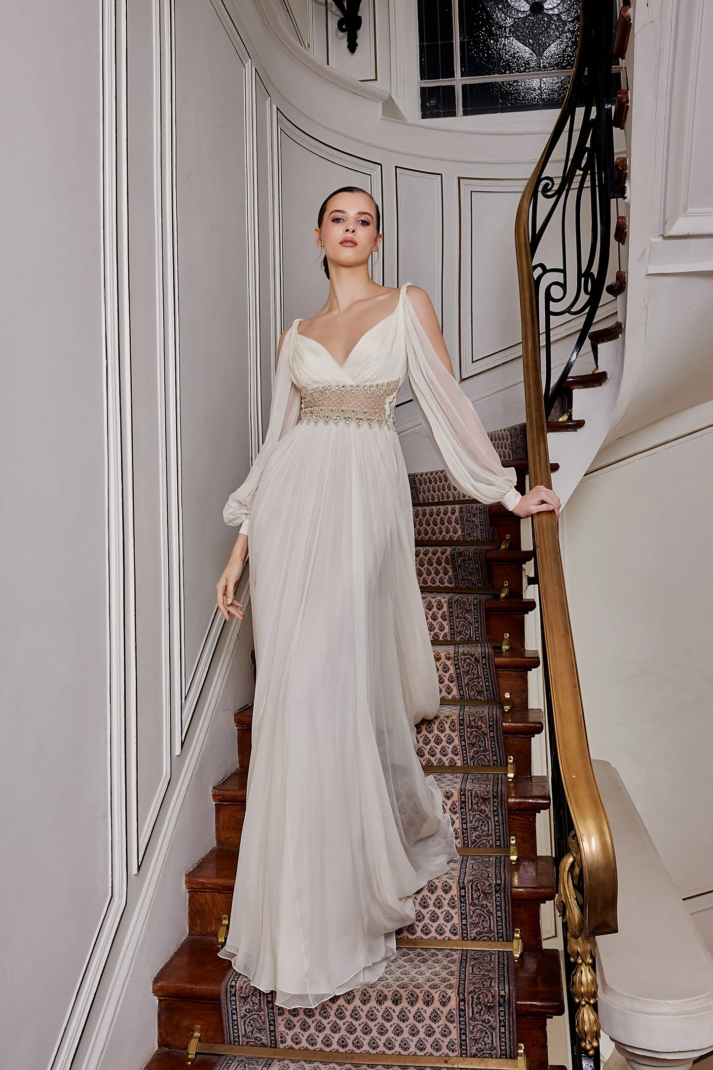 Chiffon Cold Shoulder Gown