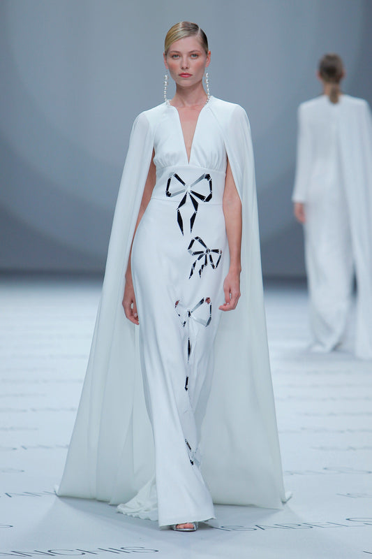 Sleeveless Kamelia Gown w/ Cape