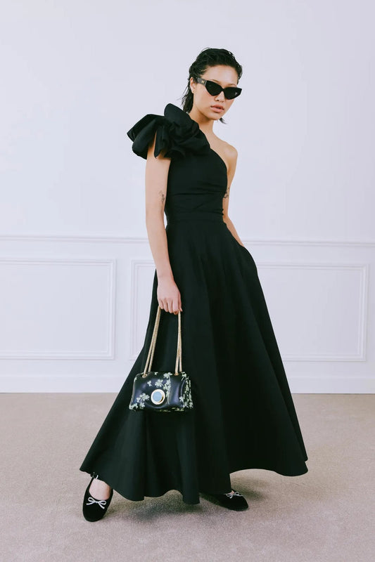 One Shoulder Popeline Gown