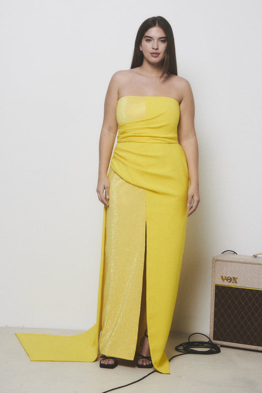 Strapless Mix Media Gown