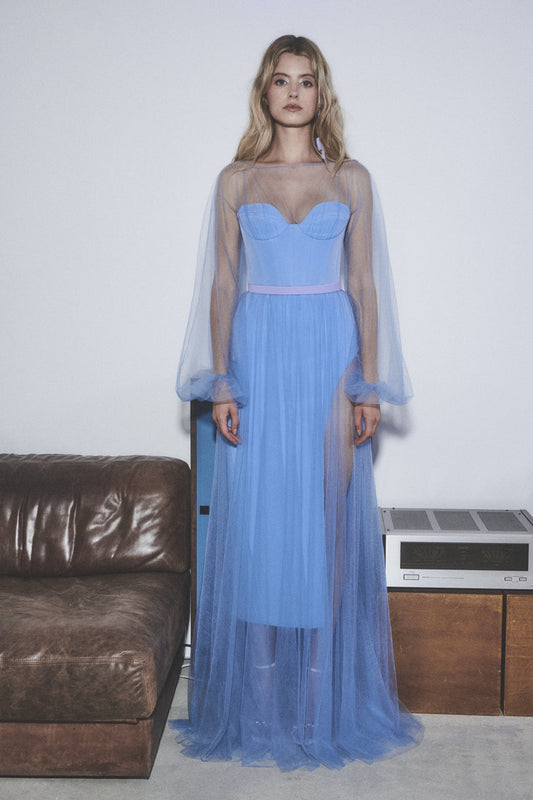 Long Tulle Top and Midi Skirt
