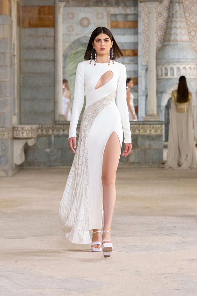 White Long Sleeve Midi Dress