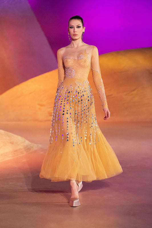 Illusion Neck Beaded Dress