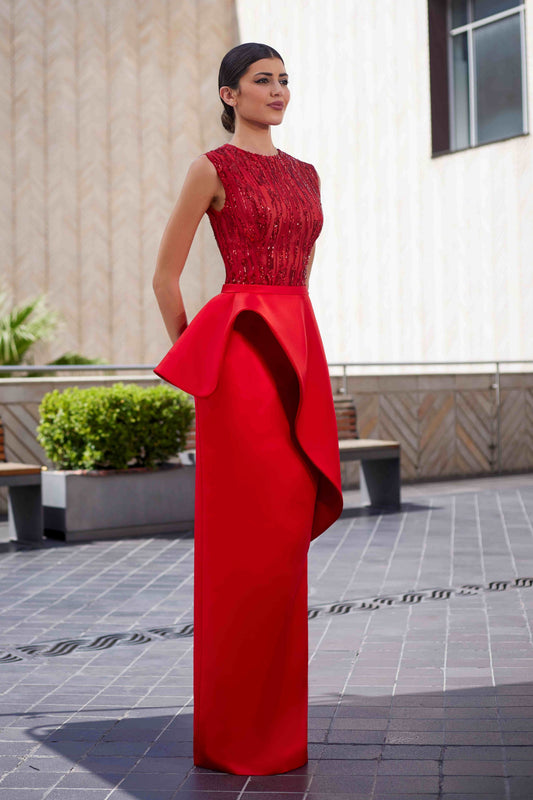 Satin Razmir & Tulle Column Gown
