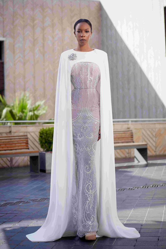 Crepe Cady & Lace Gown