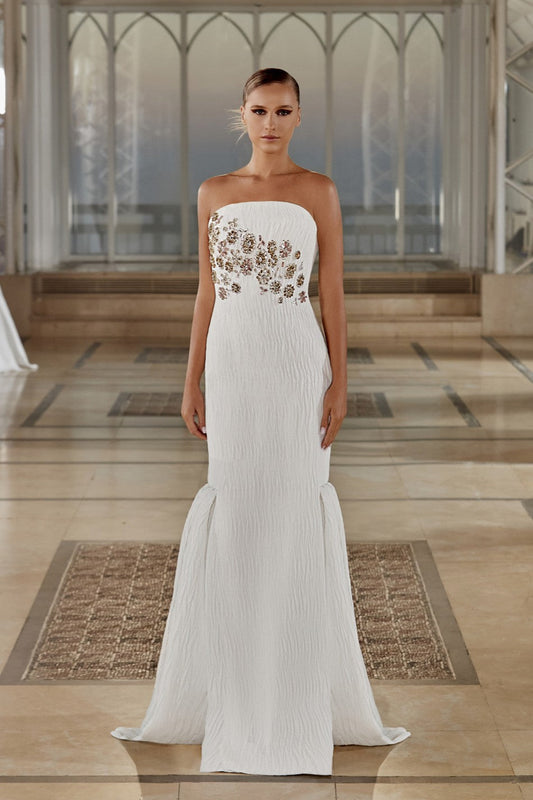 Pleated Crepe Gown