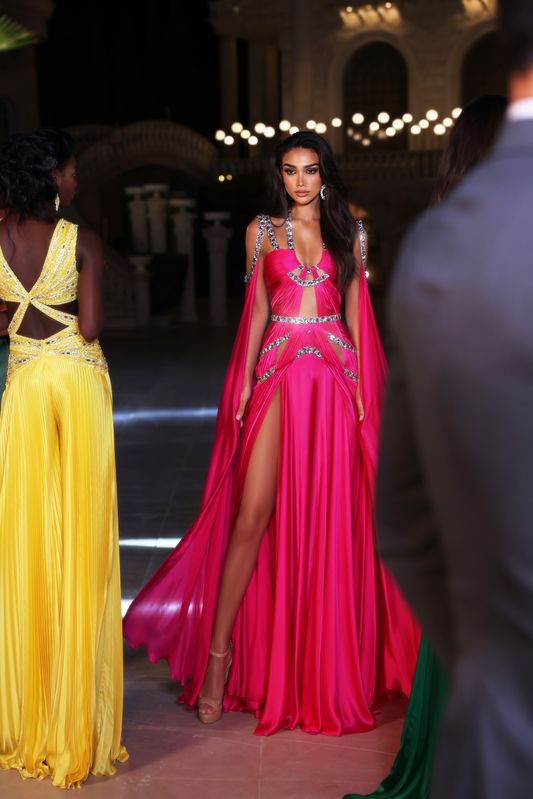 Cutout Satin Gown