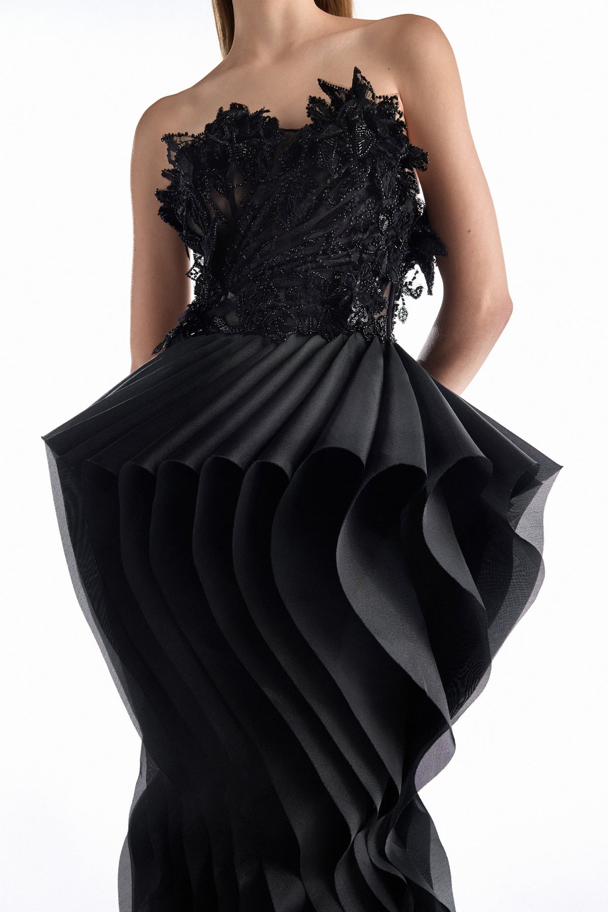 Obsidian Petal Mermaid Gown