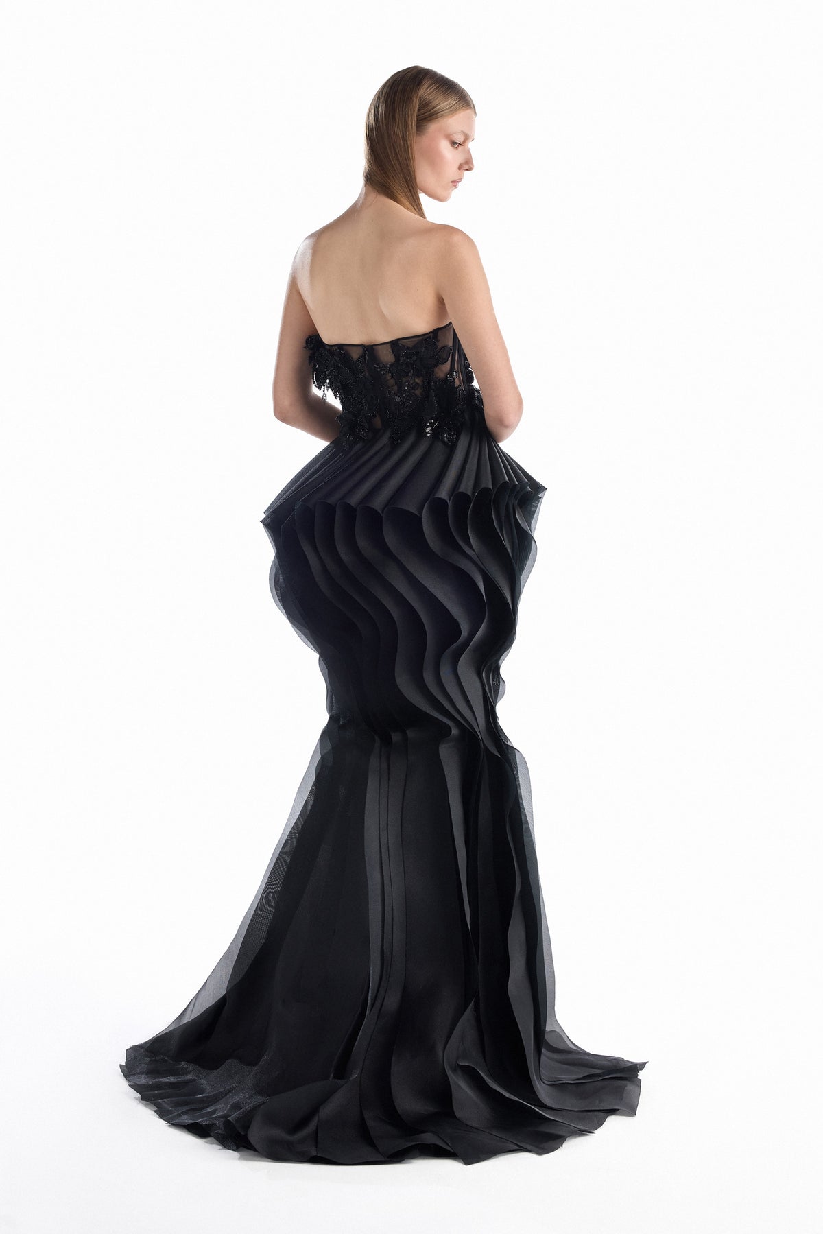 Obsidian Petal Mermaid Gown