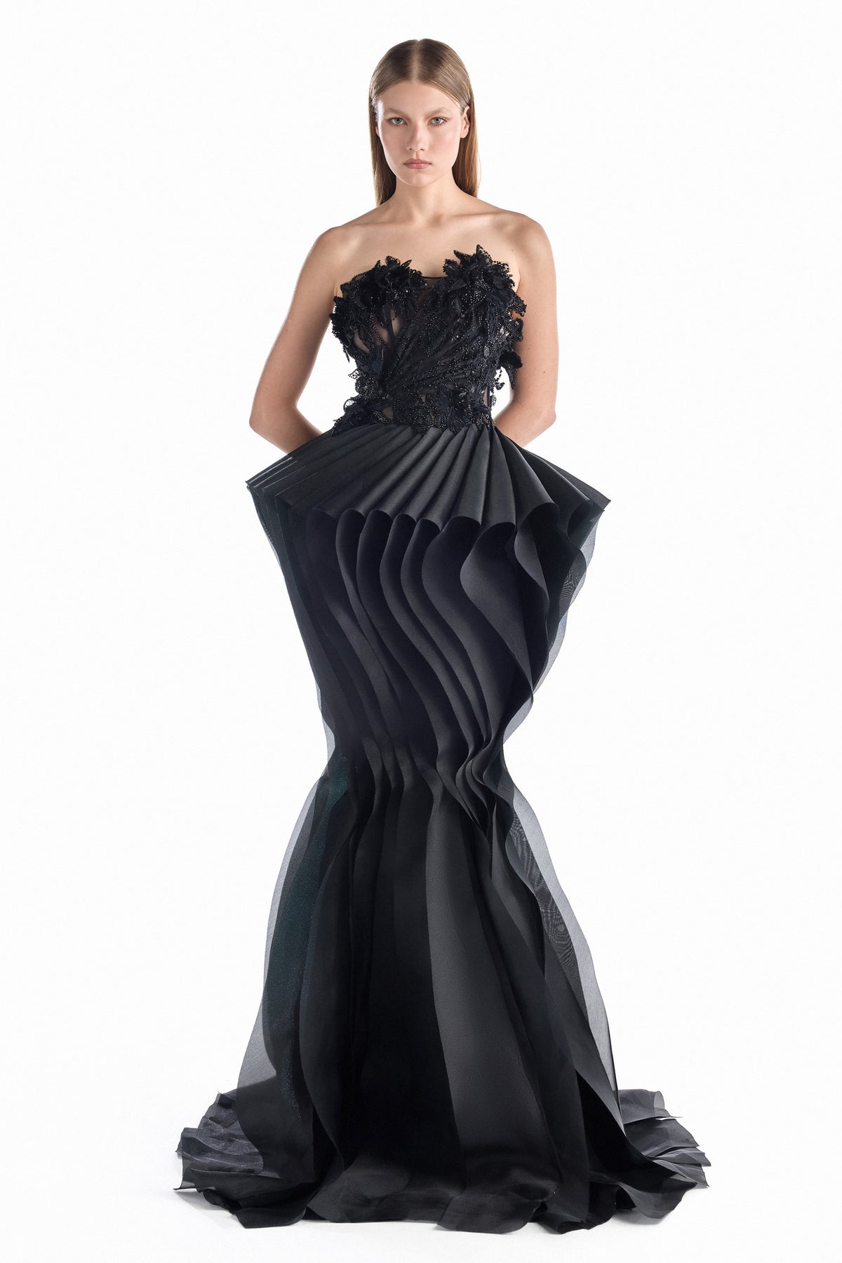 Obsidian Petal Mermaid Gown