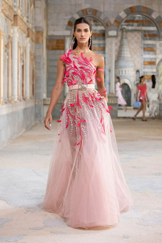 One Shoulder Tulle Gown