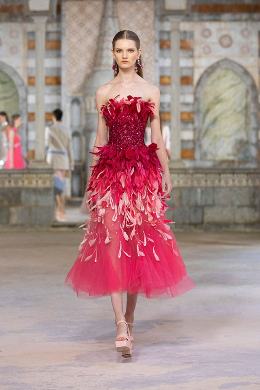 Strapless Beaded Tulle Gown