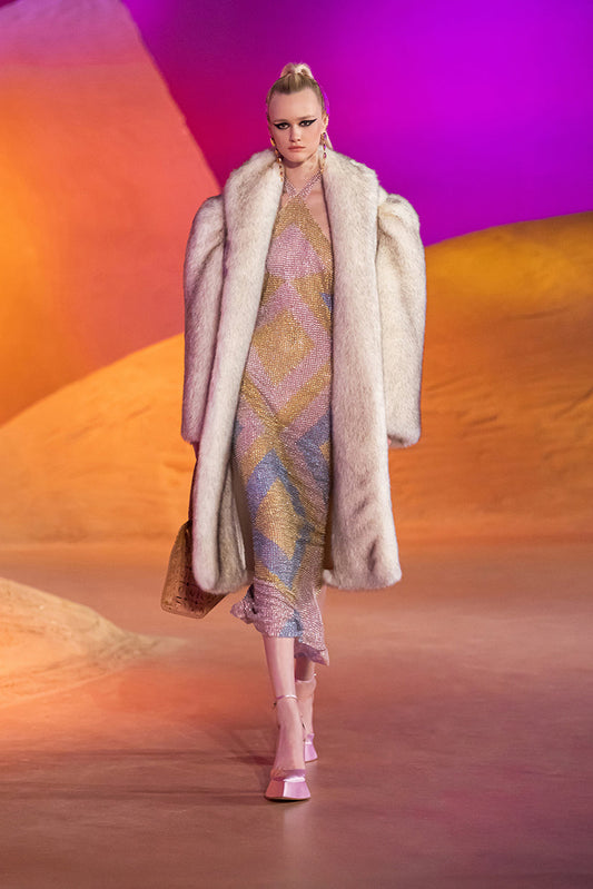 Puffy Sleeve Faux Fur Coat