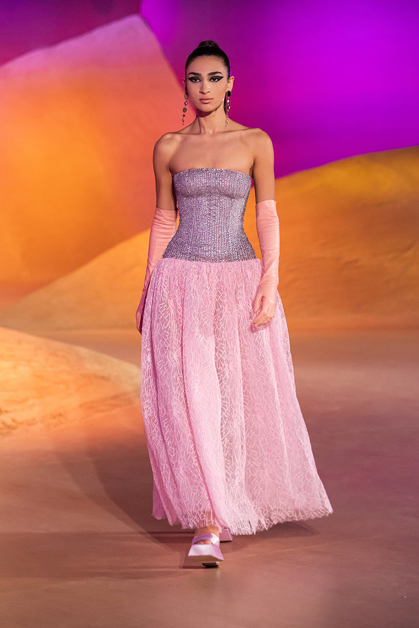 Strapless Lace and Tulle Dress