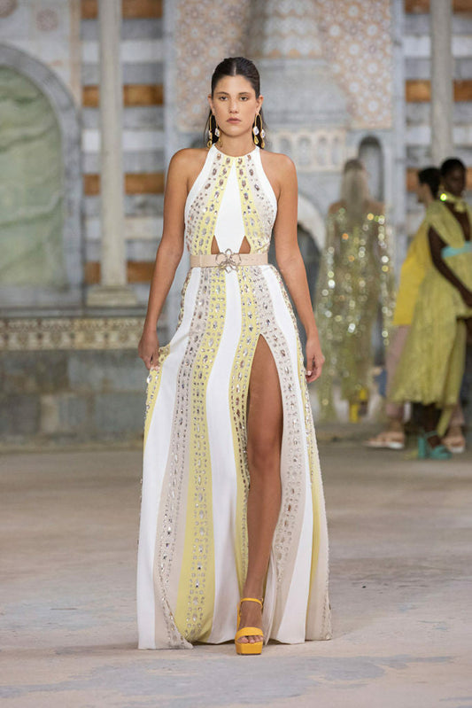 Beaded Dress with Slit