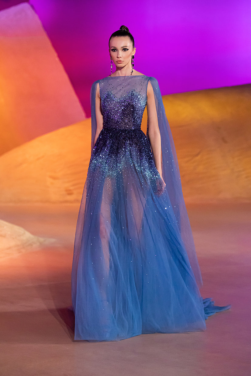 Open Back Beaded Gown