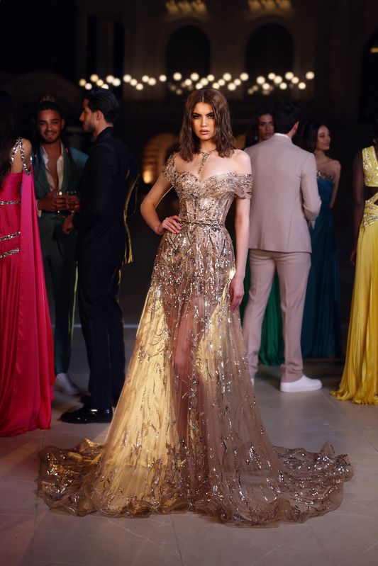 Metallic A-Line Gown