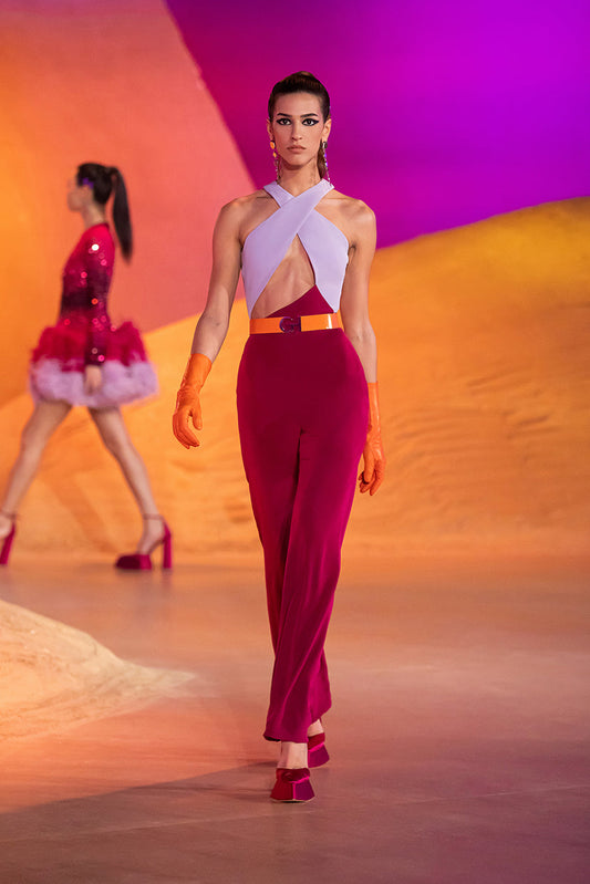 Cross Over Halter Jumpsuit