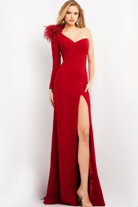One Shoulder Long Sleeve Gown