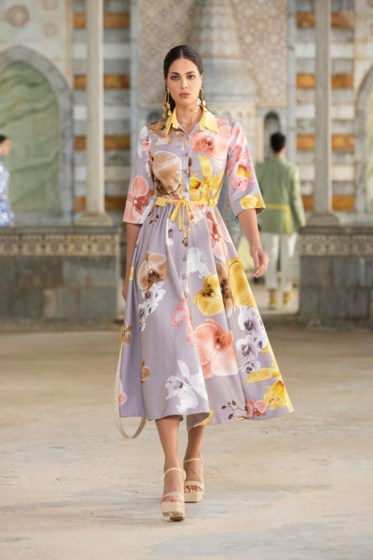 Floral Printed Collared Dress