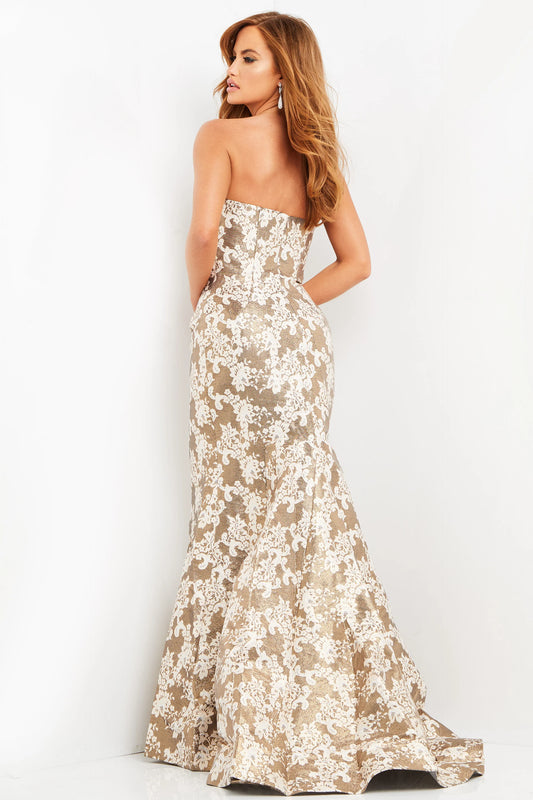 Strapless Lace Gown with Wrap