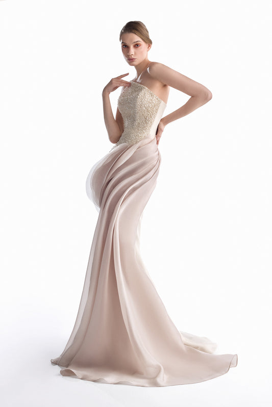 Nude Sillage Mermaid Gown