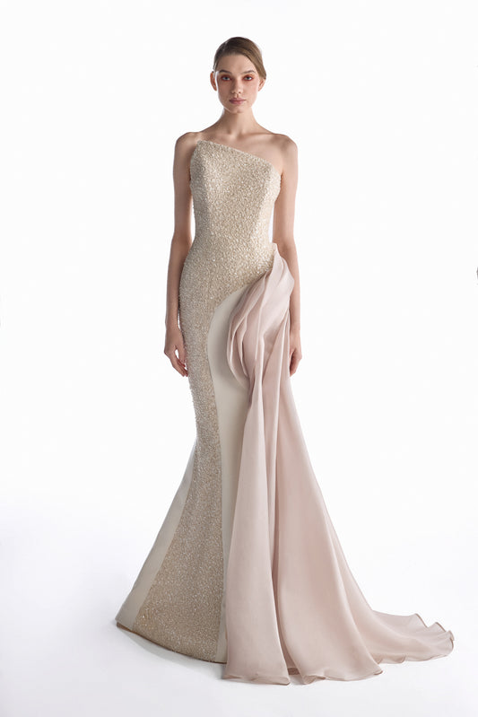 Nude Sillage Mermaid Gown