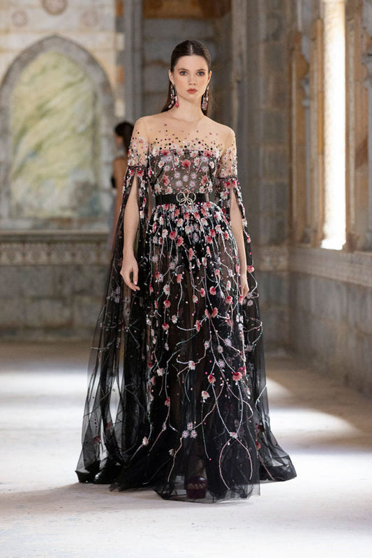 Long Open Sleeves Gown